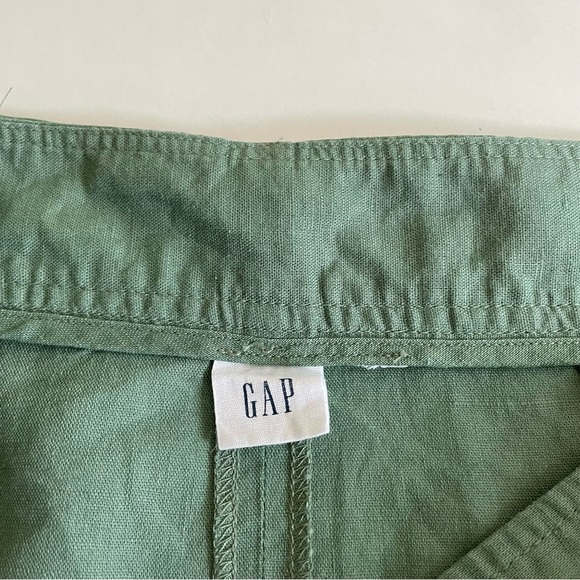 GAP Linen Cotton Belted Wrap Midi Skirt Green - Picture 6 of 11